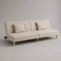 3-Sitzer-Schlafsofa aus Polyester mit geteilter Rückenlehne, Creme, 180 × 82 × 80 cm