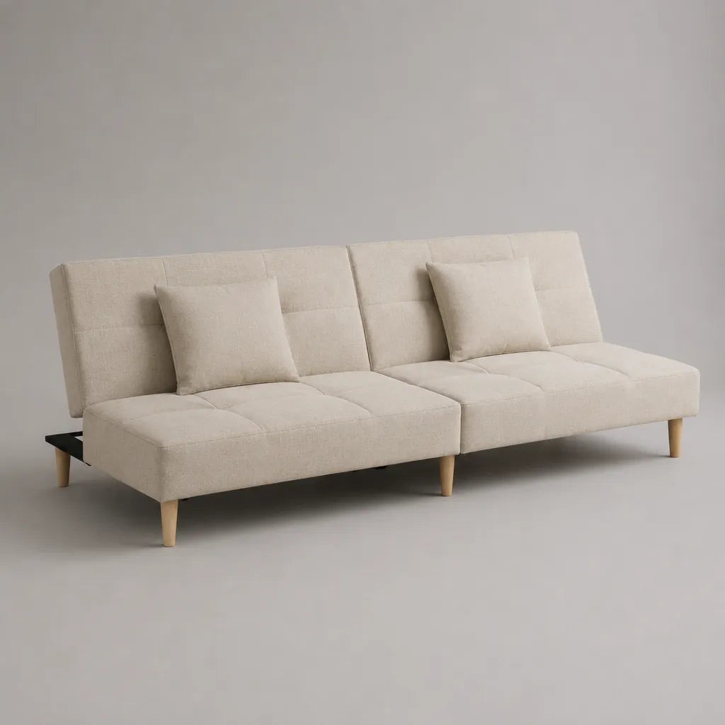 3-Sitzer-Schlafsofa aus Polyester mit geteilter Rückenlehne, Creme, 180 × 82 × 80 cm
